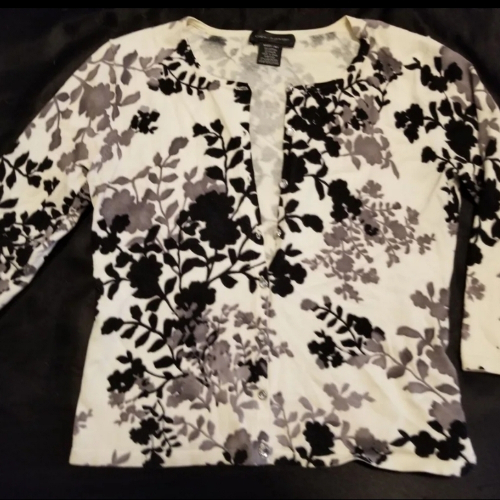 Black and White Floral Sweater